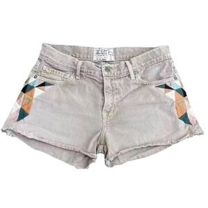 Free People Women's Embroidered Shorts Size 26‎ Frayed Distressed Sandrine Rose